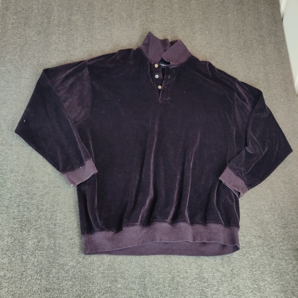 Harbor Bay 2XL Big Purple Brown Long Sleeve Shirt Velour